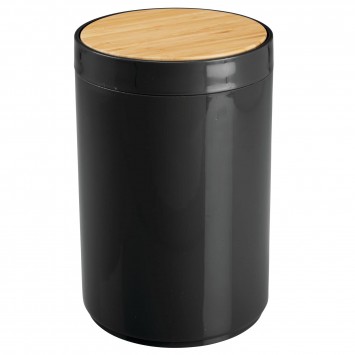 Κάδος Απορριμμάτων 5L από PP Μαύρος με Παλλόμενο Καπάκι από Μπαμπού MRShome