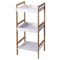 Ραφιέρα Μπάνιου με 3 Ράφια από Bamboo & MDF Natural/White MRShome
