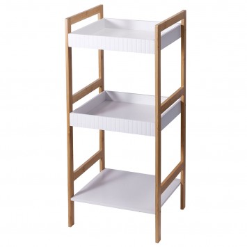 Ραφιέρα Μπάνιου με 3 Ράφια από Bamboo & MDF Natural/White MRShome