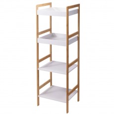 Ραφιέρα Μπάνιου με 4 Ράφια από Bamboo & MDF Natural/White 36x33x110cm MRShome