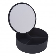 Κουτί Αποθήκευσης PP με Καθρέπτη Φ15x5.5cm Black-3C MRShome