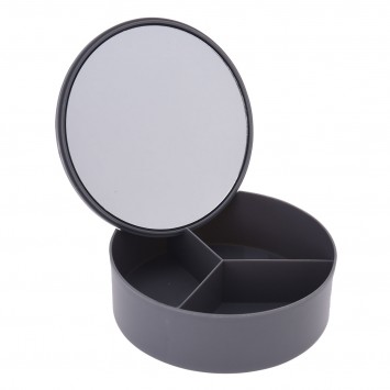 Κουτί Αποθήκευσης PP με Καθρέπτη Φ15x5.5cm Cool Grey-10C MRShome
