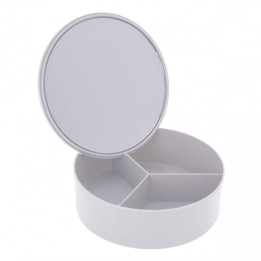 Κουτί Αποθήκευσης PP με Καθρέπτη Φ15x5.5cm White MRShome