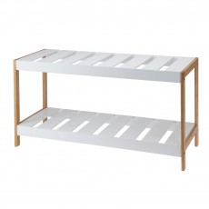 Παπουτσοθήκη 2 Επιπέδων από Bamboo/MDF 70x26x36cm Natural/White MRShome