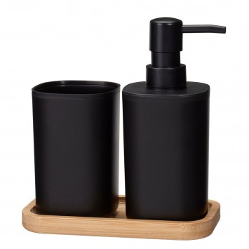 Σετ Μπάνιου από PP 3 Τεμαχίων Black/Natural MRShome