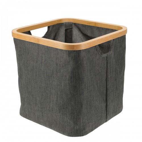 Καλάθι Αποθήκευσης Polyester με Bamboo 30.5x30.5x30cm Deep Grey MRShome