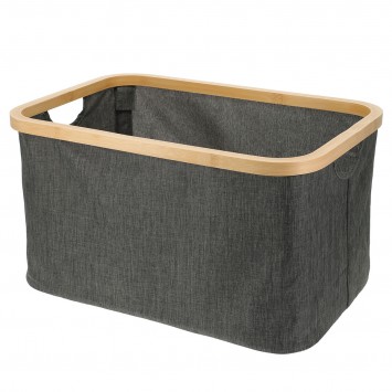 Καλάθι Αποθήκευσης Polyester με Bamboo 45x30x24.5cm Deep Grey MRShome