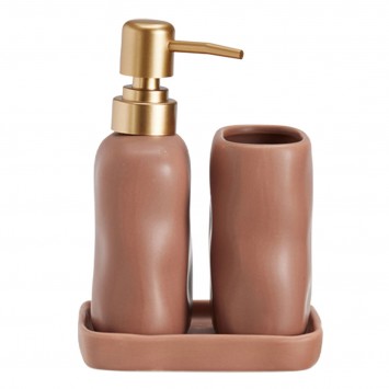Σετ Μπάνιου Stoneware 3 Τεμαχίων Pink 7631U MRShome