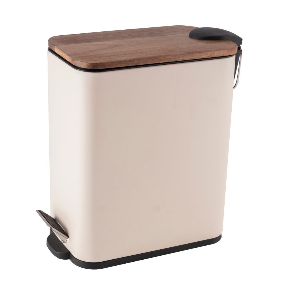 Σετ Κάδος Απορριμμάτων 5L Μεταλλικός Μπεζ και Πιγκάλ MRShome