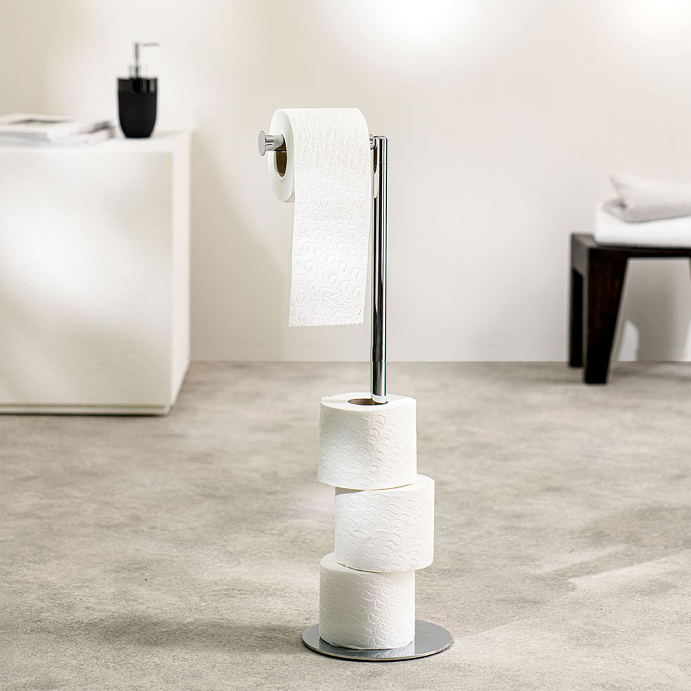 Industrial chrome χαρτοθήκη επιδαπέδια με θέση για ανταλλακτικά ρολά Sealskin