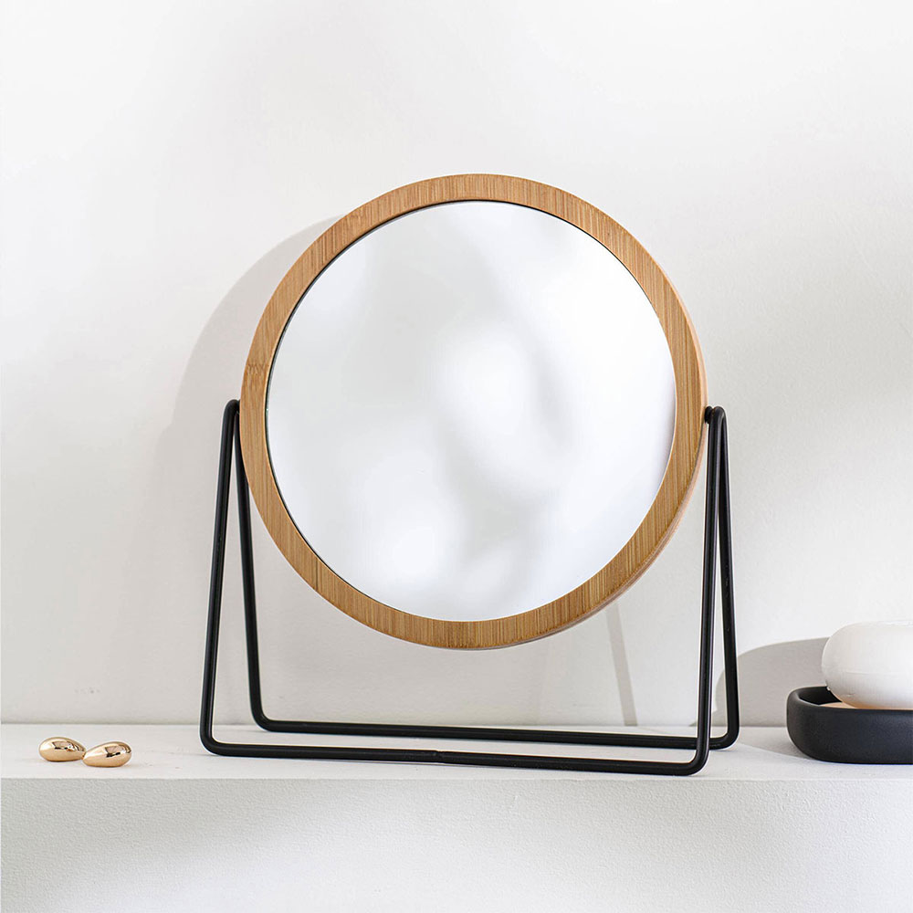 Circle bamboo/black καθρέπτης μακιγιάζ με μεγέθυνση 5x Sealskin