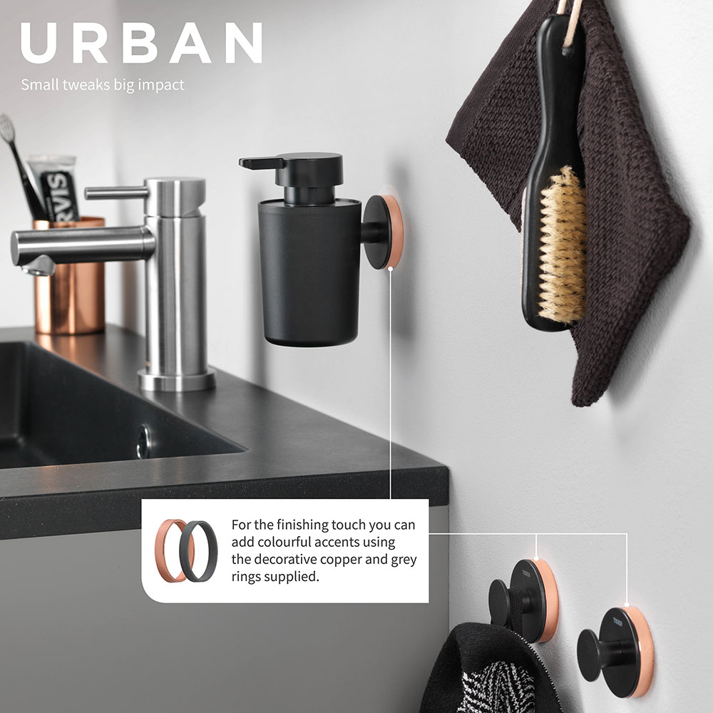 Tiger Urban Δοχείο Κρεμοσάπουνου Επιτοίχιο 180 ml Black 1316030746