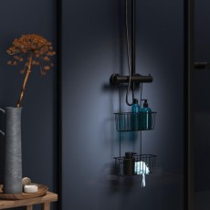 Κρεμαστό διπλό καλάθι για βρύση black Sealskin Elementals 