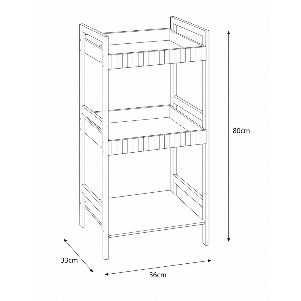 Ραφιέρα Μπάνιου με 3 Ράφια από Bamboo & MDF Natural/White MRShome