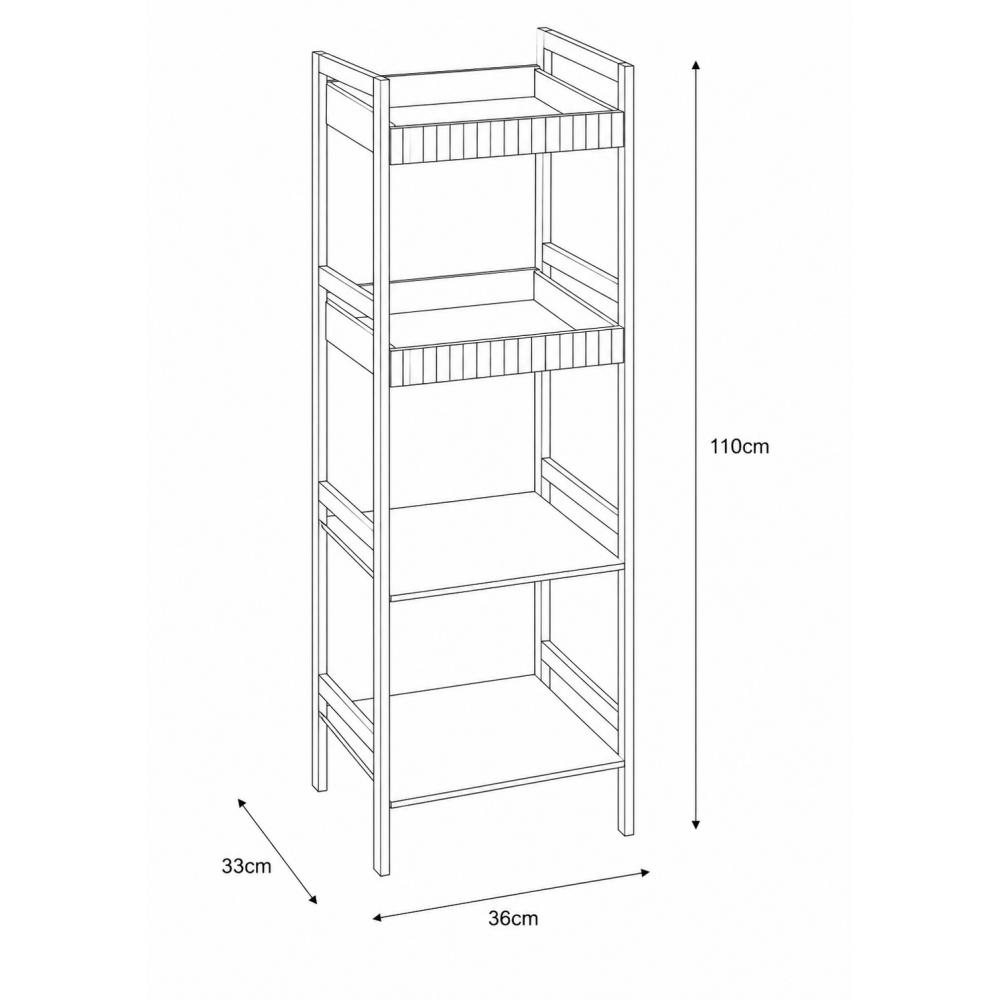 Ραφιέρα Μπάνιου με 4 Ράφια από Bamboo & MDF Natural/White 36x33x110cm MRShome
