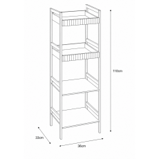 Ραφιέρα Μπάνιου με 4 Ράφια από Bamboo & MDF Natural/White 36x33x110cm MRShome