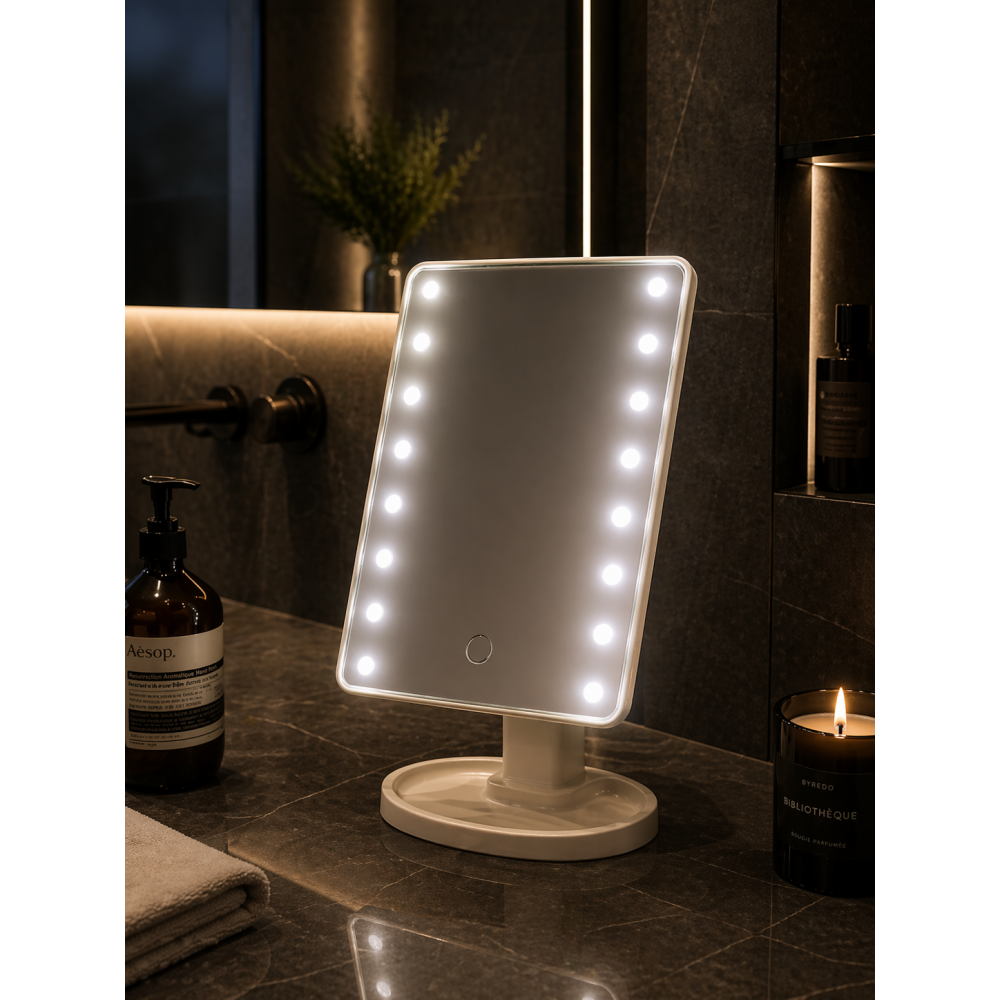 Καθρέπτης Μακιγιάζ PP με LED Φωτισμό 16.3x11.5x26.5cm White MRShome