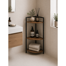 Γωνιακή Ραφιέρα με 3 Ράφια Iron/MDF 23.5x23.5x76cm MRShome