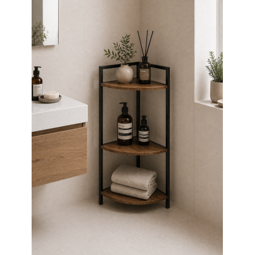 Γωνιακή Ραφιέρα με 3 Ράφια Iron/MDF 23.5x23.5x76cm MRShome