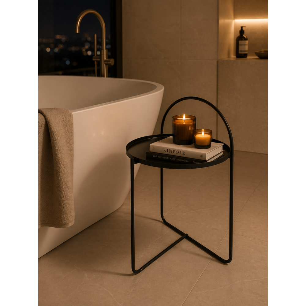 Side Table Μεταλλικό Φ40x65cm Black MRShome