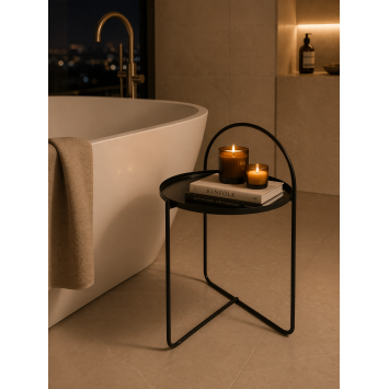 Side Table Μεταλλικό Φ40x65cm Black MRShome