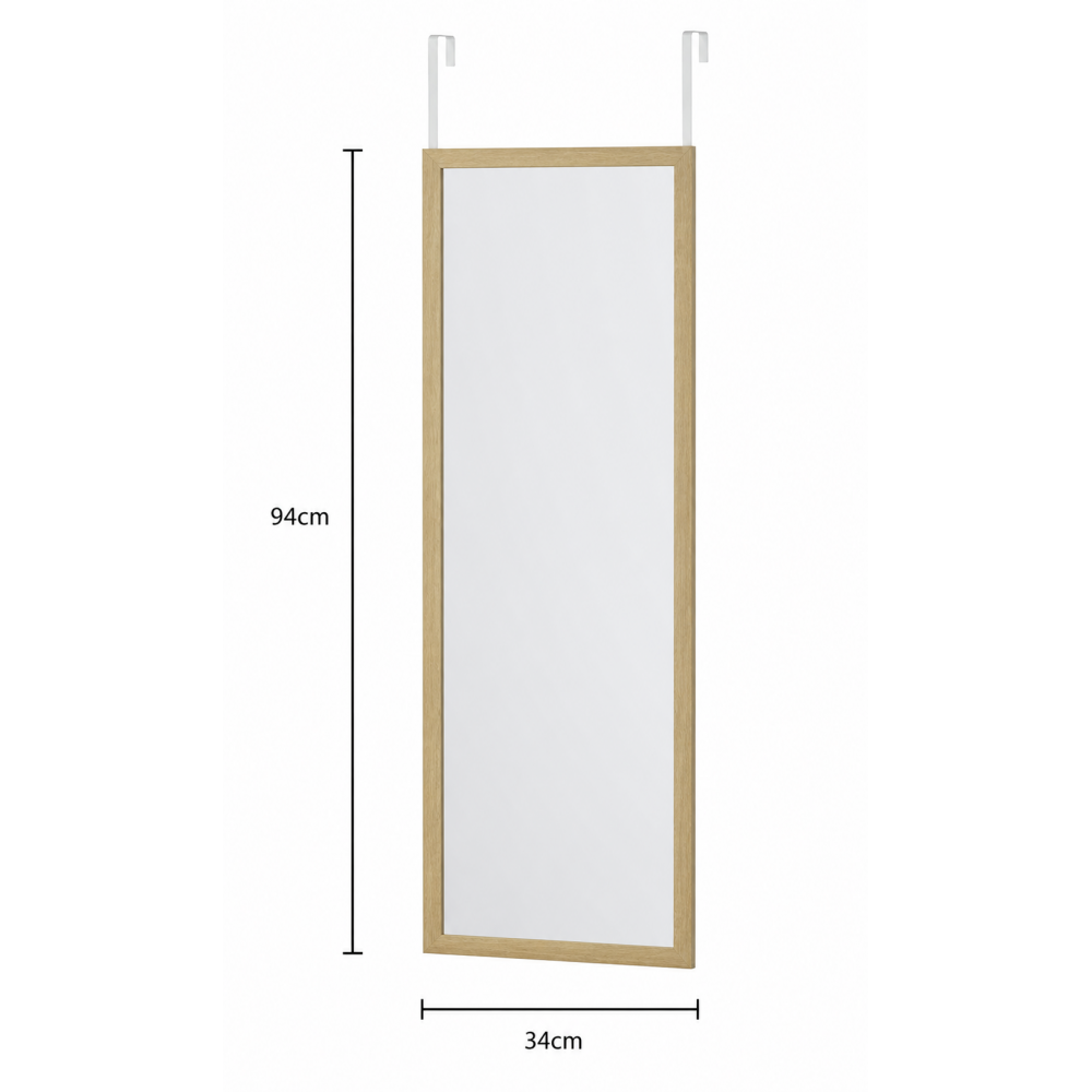 Κρεμαστός Καθρέπτης για Πόρτα από MDF 34x94cm Natural MRShome