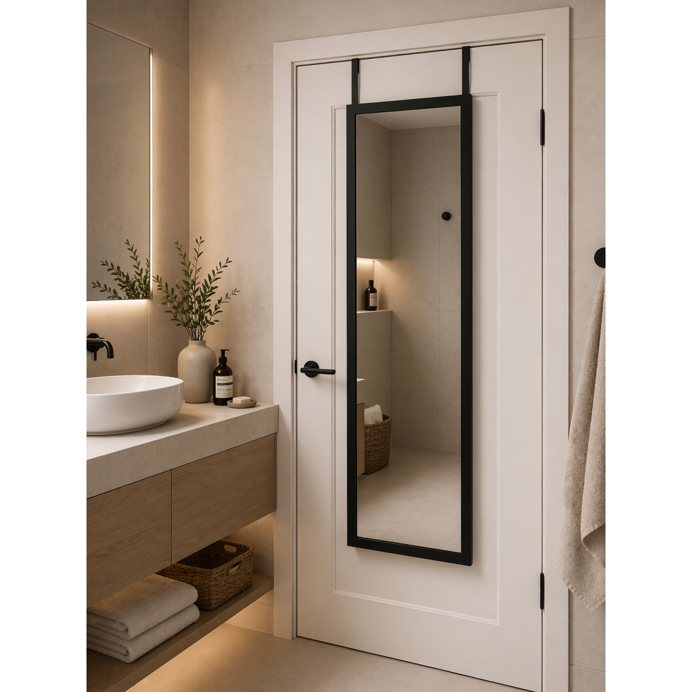 Κρεμαστός Καθρέπτης για Πόρτα από MDF 34x94cm Black MRShome