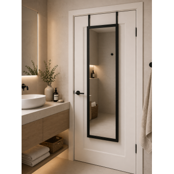 Κρεμαστός Καθρέπτης για Πόρτα από MDF 34x94cm Black MRShome