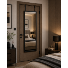 Κρεμαστός Καθρέπτης για Πόρτα από MDF 34x94cm Black MRShome