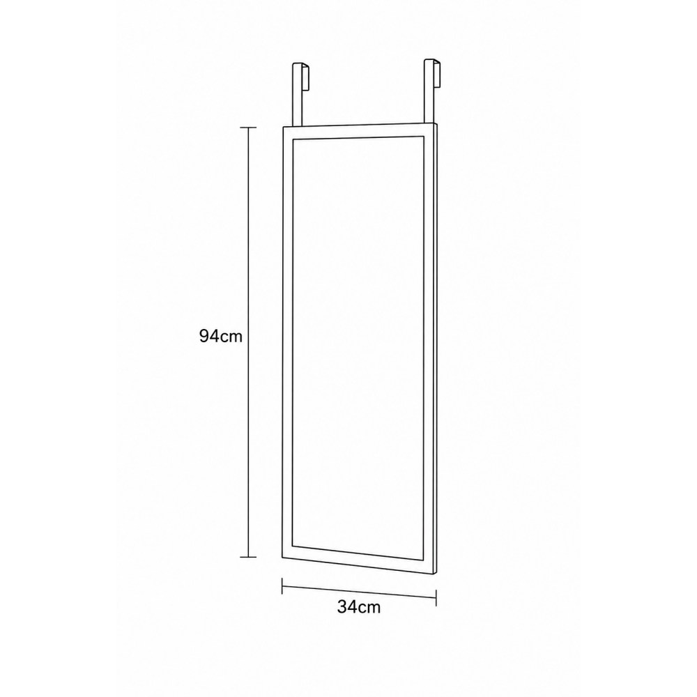 Κρεμαστός Καθρέπτης για Πόρτα από MDF 34x94cm Black MRShome
