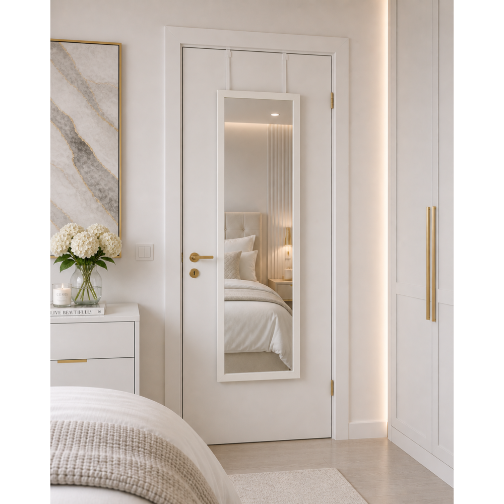 Κρεμαστός Καθρέπτης για Πόρτα από MDF 34x94cm White MRShome