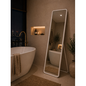 Επιδαπέδιος Καθρέπτης Μεταλλικός 113cm White MRShome