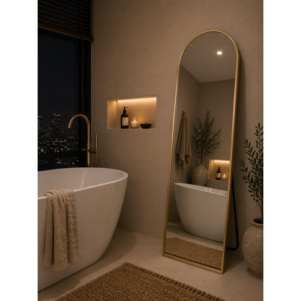 Επιδαπέδιος Καθρέπτης Αλουμινίου 150cm Gold MRShome