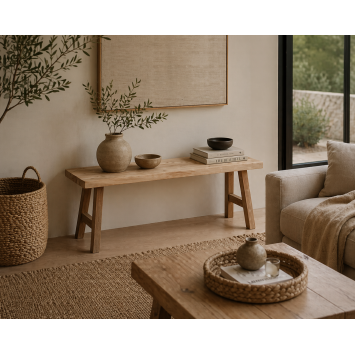 Πάγκος Teak Wood 100x25x42cm MRShome