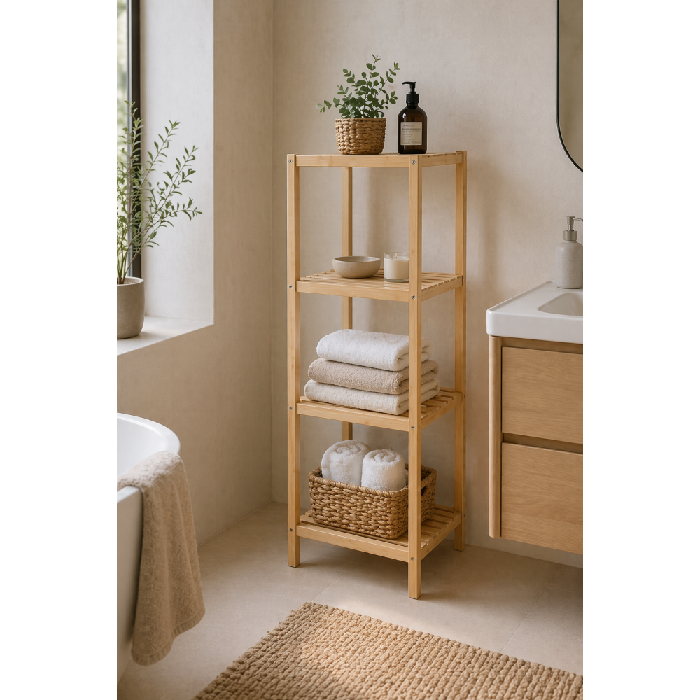 Ραφιέρα Μπάνιου 4 Επιπέδων από Bamboo 34x33x111cm MRShome