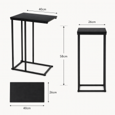 Side Table Μεταλλικό με Επιφάνεια MDF/Μελαμίνη 40x26x58cm Black MRShome
