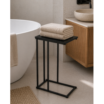 Side Table Μεταλλικό με Επιφάνεια MDF/Μελαμίνη 40x26x58cm Black MRShome