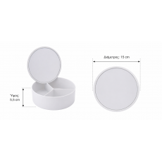 Κουτί Αποθήκευσης PP με Καθρέπτη Φ15x5.5cm White MRShome