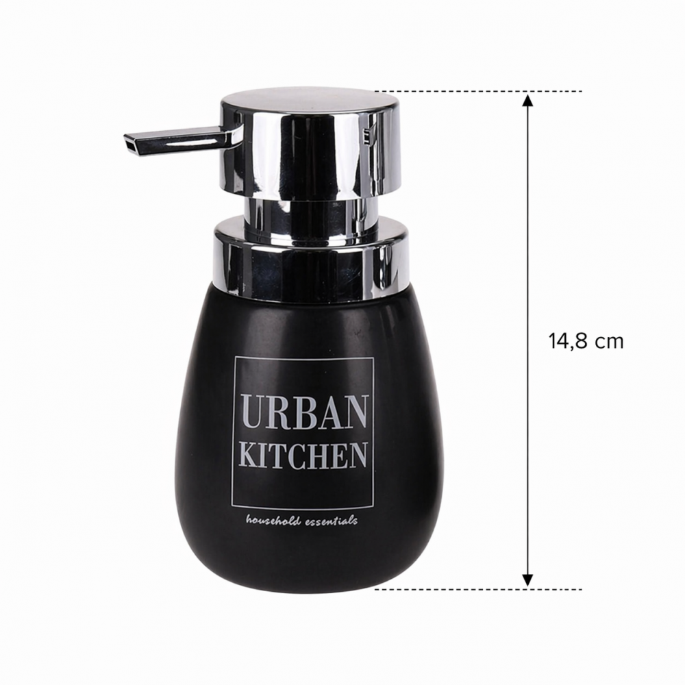 Δοχείο Κρεμοσάπουνου από Δολομίτη 300ml 8.5x8.5x14.8cm Black MRShome
