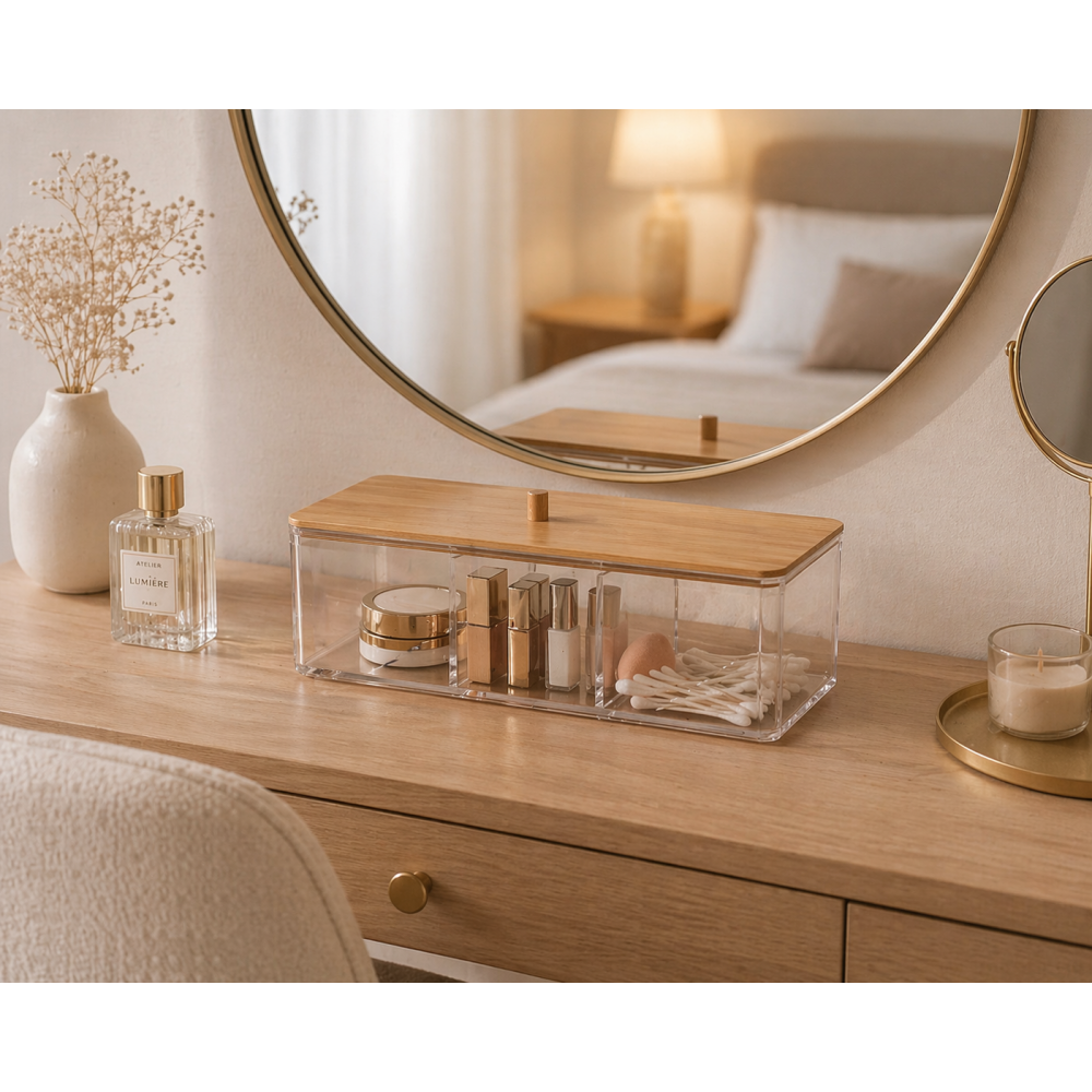 Κουτί Αποθήκευσης Καλλυντικών από PS/Bamboo 23x9.5x6.5cm MRShome