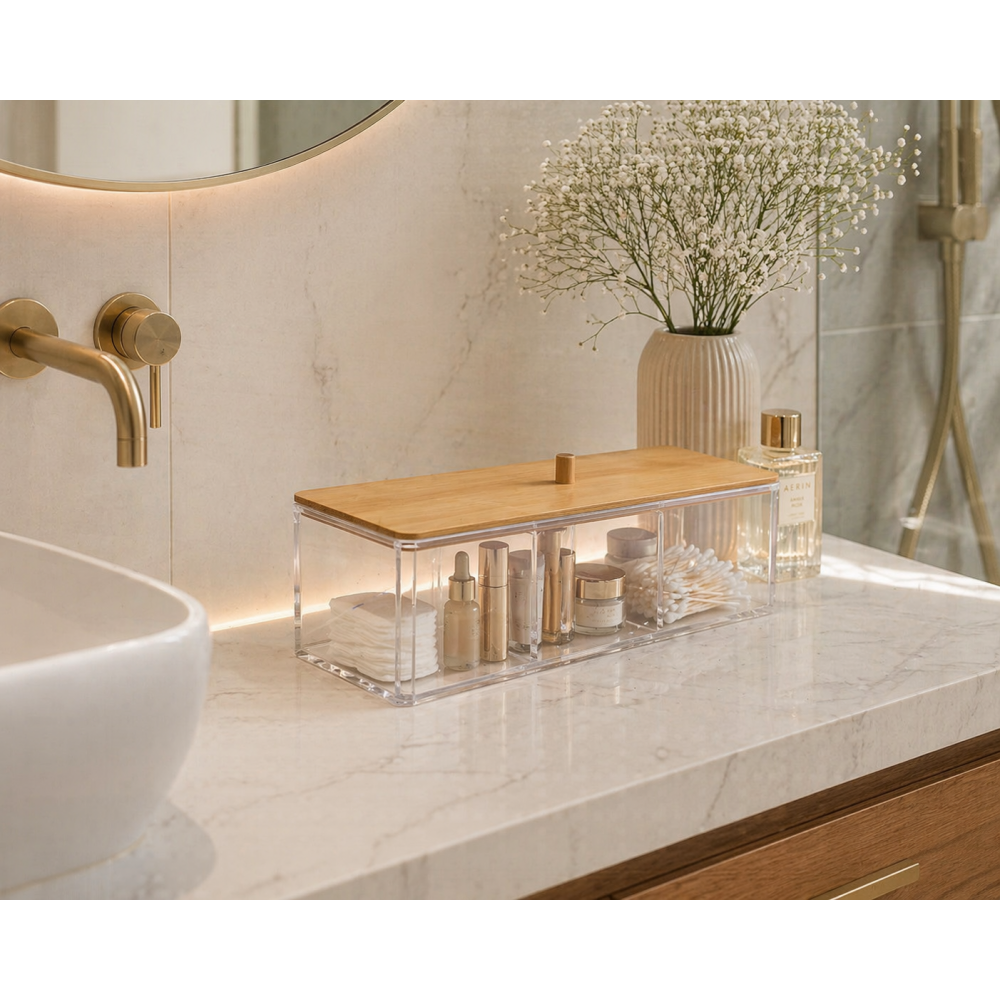 Κουτί Αποθήκευσης Καλλυντικών από PS/Bamboo 23x9.5x6.5cm MRShome