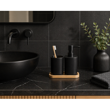 Σετ Μπάνιου από PP 3 Τεμαχίων Black/Natural MRShome