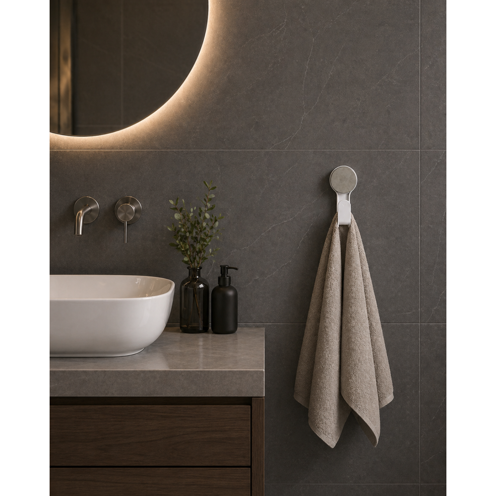 Άγκιστρο από ABS με Βεντούζα 6.5x4.5x12.5cm White with Grey Knob MRShome