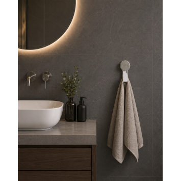 Άγκιστρο από ABS με Βεντούζα 6.5x4.5x12.5cm White with Grey Knob MRShome