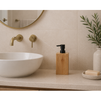 Δοχείο Κρεμοσάπουνου από Bamboo με Αντλία από ABS 8.5x6.6x17.5cm MRShome