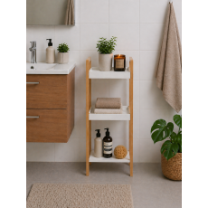 Ραφιέρα Μπάνιου από Bamboo & MDF με 3 Ράφια Natural/White MRShome