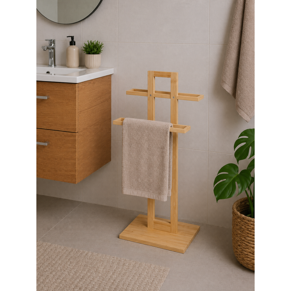 Επιδαπέδια Κρεμάστρα 2 Θέσεων από Bamboo 37x25x85cm MRShome