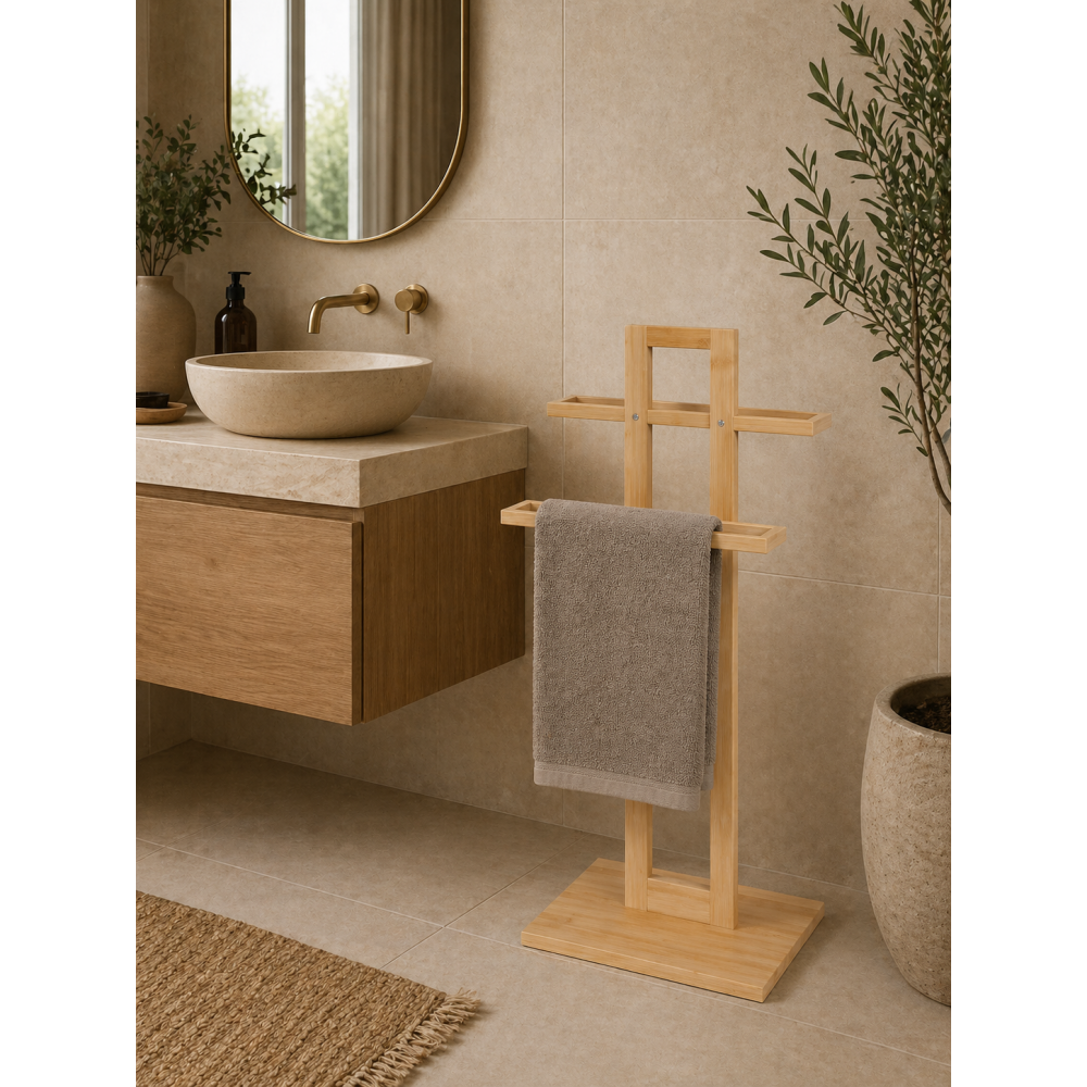 Επιδαπέδια Κρεμάστρα 2 Θέσεων από Bamboo 37x25x85cm MRShome