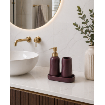 Σετ Μπάνιου Stoneware 3 Τεμαχίων Aubergine 7428U MRShome