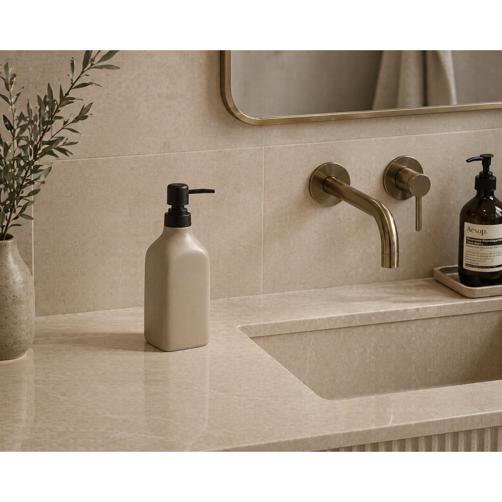 Δοχείο Κρεμοσάπουνου Stoneware 350ml 9x6x19.5cm Warm Grey 2U MRShome